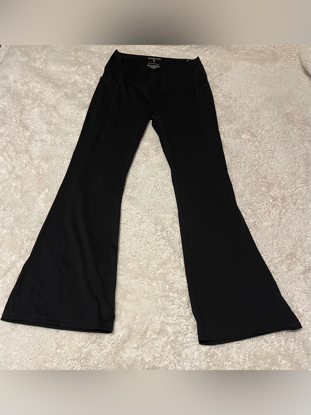 Blogilates Hourglass Split Hem Flared Leggings Pockets Black XL
